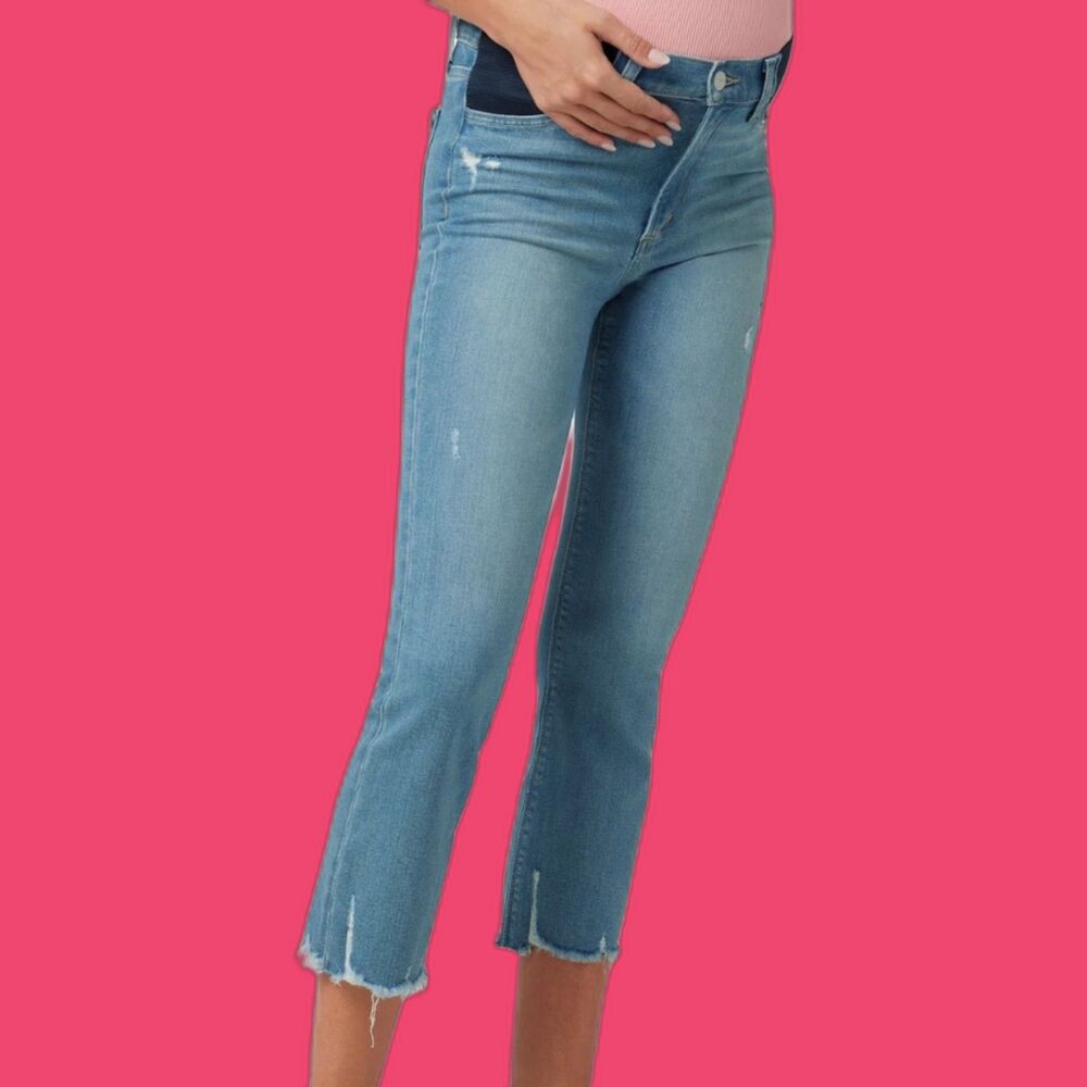 Joe's Jeans The Callie Maternity Cropped Bootcut Stretch Denim Size 24 Distress